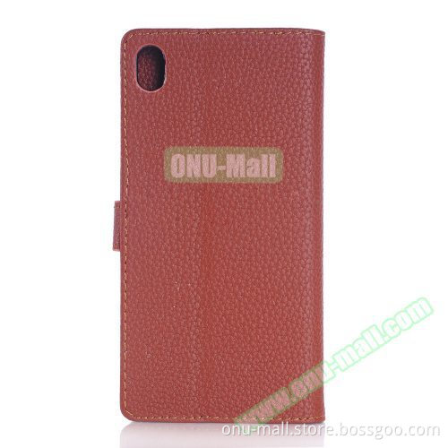 Litchi Texture Flip Wallet Leather Cover for Sony Xperia M4 Aqua Case